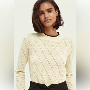 Scotch & Soda Pointelle mock neck sweater